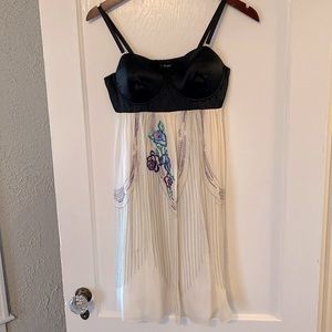 Guess beaded and embroidered silk bustier dress